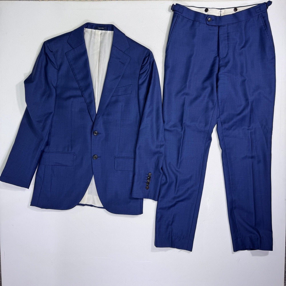 Suitsupply Blue Suit Hartford E.Thomas Super 150s Wool 2 Button Mens 34R 30x29